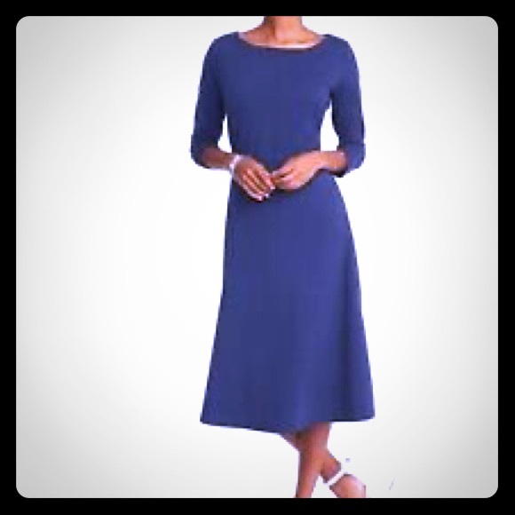 navy fit and flare midi dress